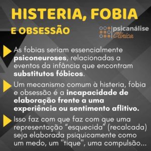 histeria, fobia e obsessão, diferenças e quadro resumitivo