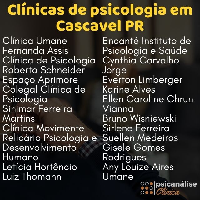 Clínicas de psicologia em cascavel lista