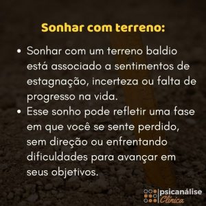 sonhar com terreno resumo