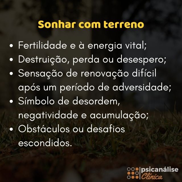 sonhar com terreno resumo