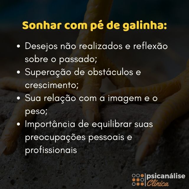 sonhar com pé de galinha mapa mental