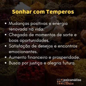 sonhar com temperos mapa mental