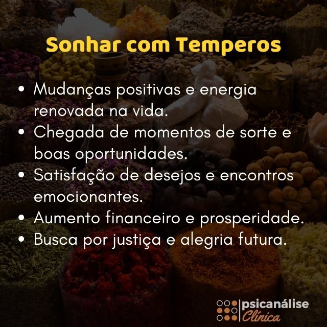 sonhar com temperos mapa mental