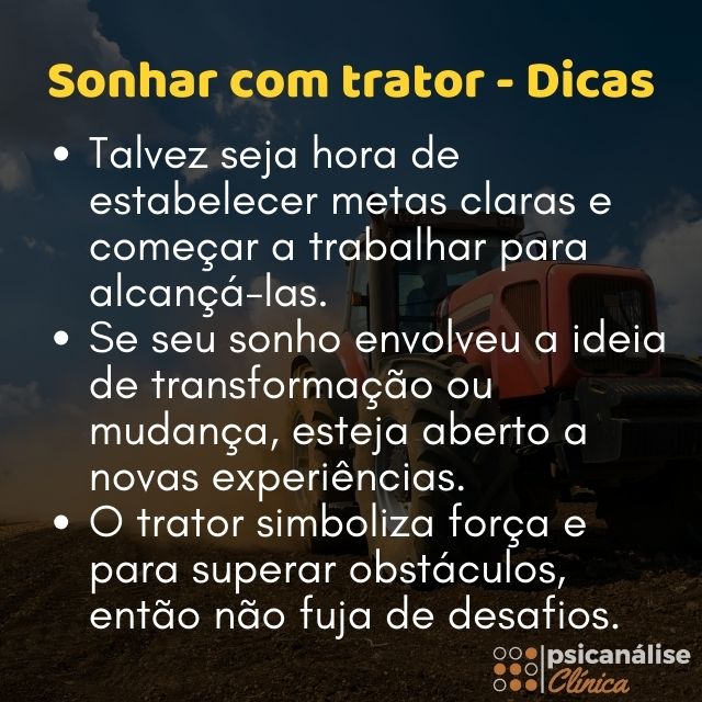 sonhar com trator dicas