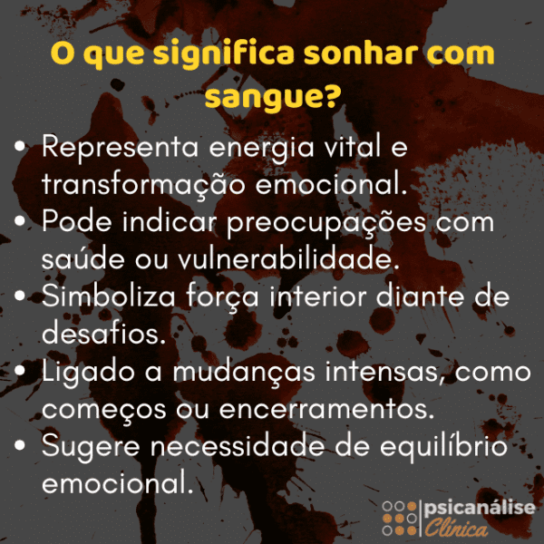 O que significa sonhar com sangue ou sangrando - Psicanálise Clínica